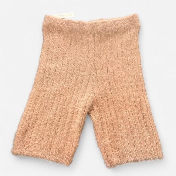 Meshki Ella Fluffy Stripe Bike Shorts | Cream Cozy Chic / Y2K Athleisure XL NWT - Picture 4 of 6